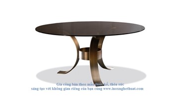 Bàn inox cao cấp F2 Decor - DOM EDIZIONI MASSIMO GLASS TOP DINING TABLE